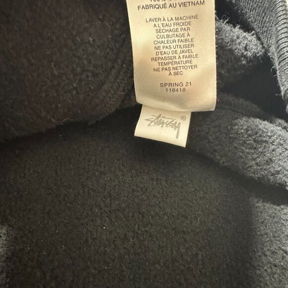 Stussy Stock Logo Mock Neck Quarter 1/4 Zip Sweatshirt Black Mens XL - Picture 9 of 9